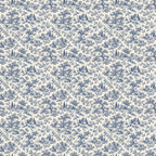 Toile de Jouy champêtre bleue, papier peint à plat