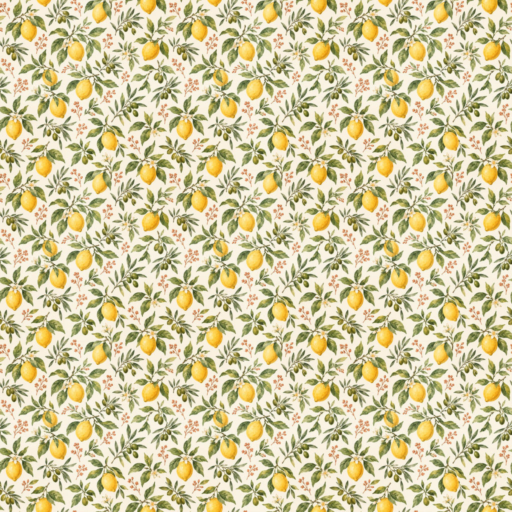 Citronniers en fleurs, papier peint à plat