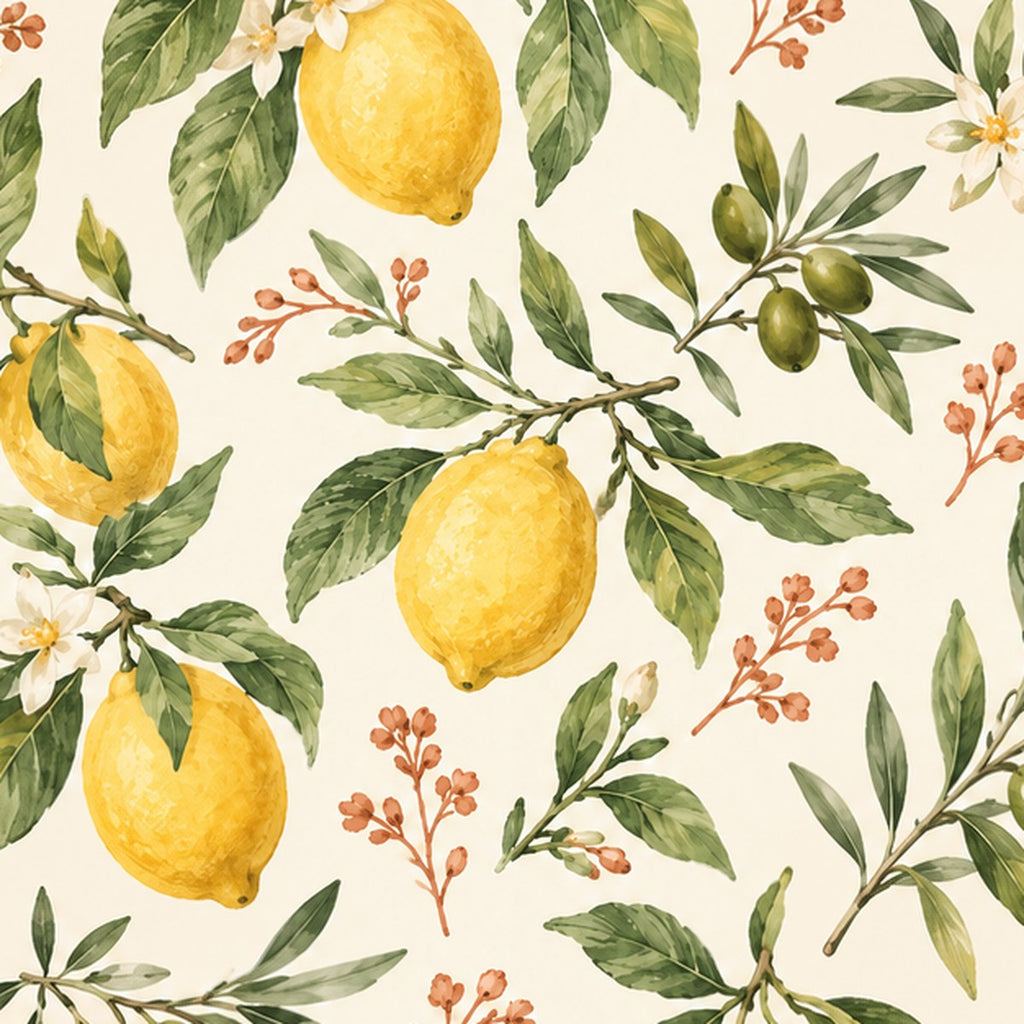 Citronniers en fleurs, papier peint en gros plan