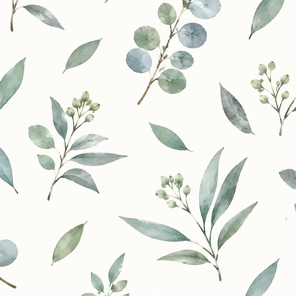 Branches d'eucalyptus aquarelle, papier peint en gros plan