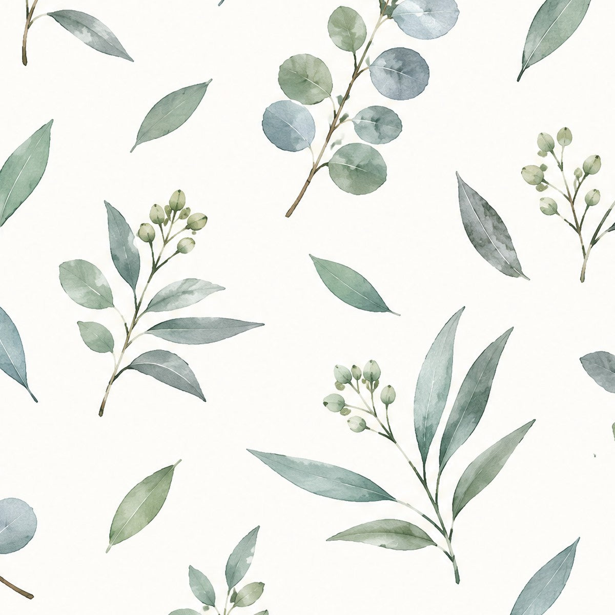 Branches d'eucalyptus aquarelle, papier peint en gros plan