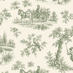 Toile de Jouy champêtre, papier peint en gros plan