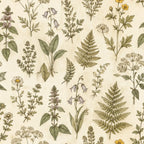 Herbier de fougères et fleurs sauvages, papier peint en gros plan