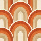 Arches rétro terracotta, papier peint en gros plan