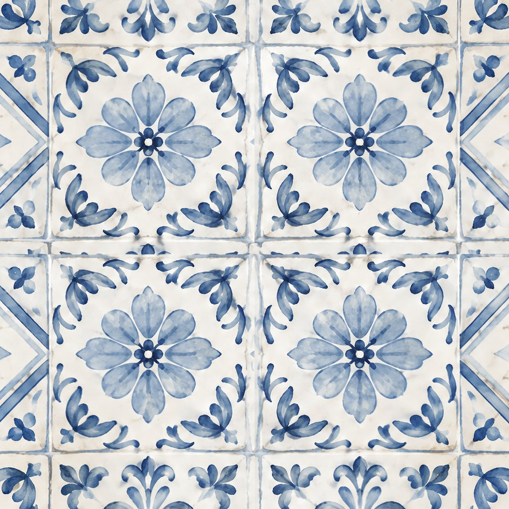 Azulejos bleus patinés, papier peint en gros plan