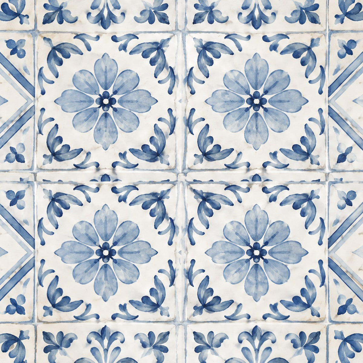 Azulejos bleus patinés, papier peint en gros plan