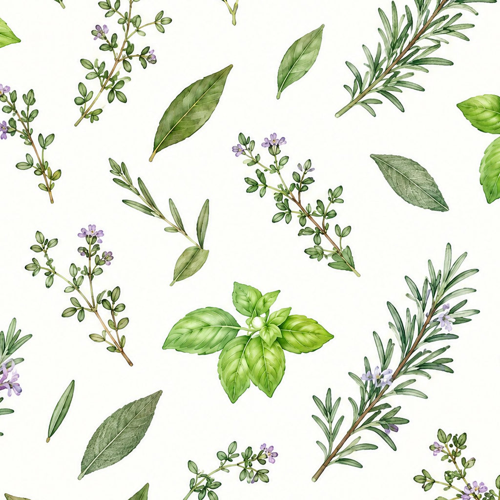 Herbes aromatiques à l'aquarelle, papier peint en gros plan