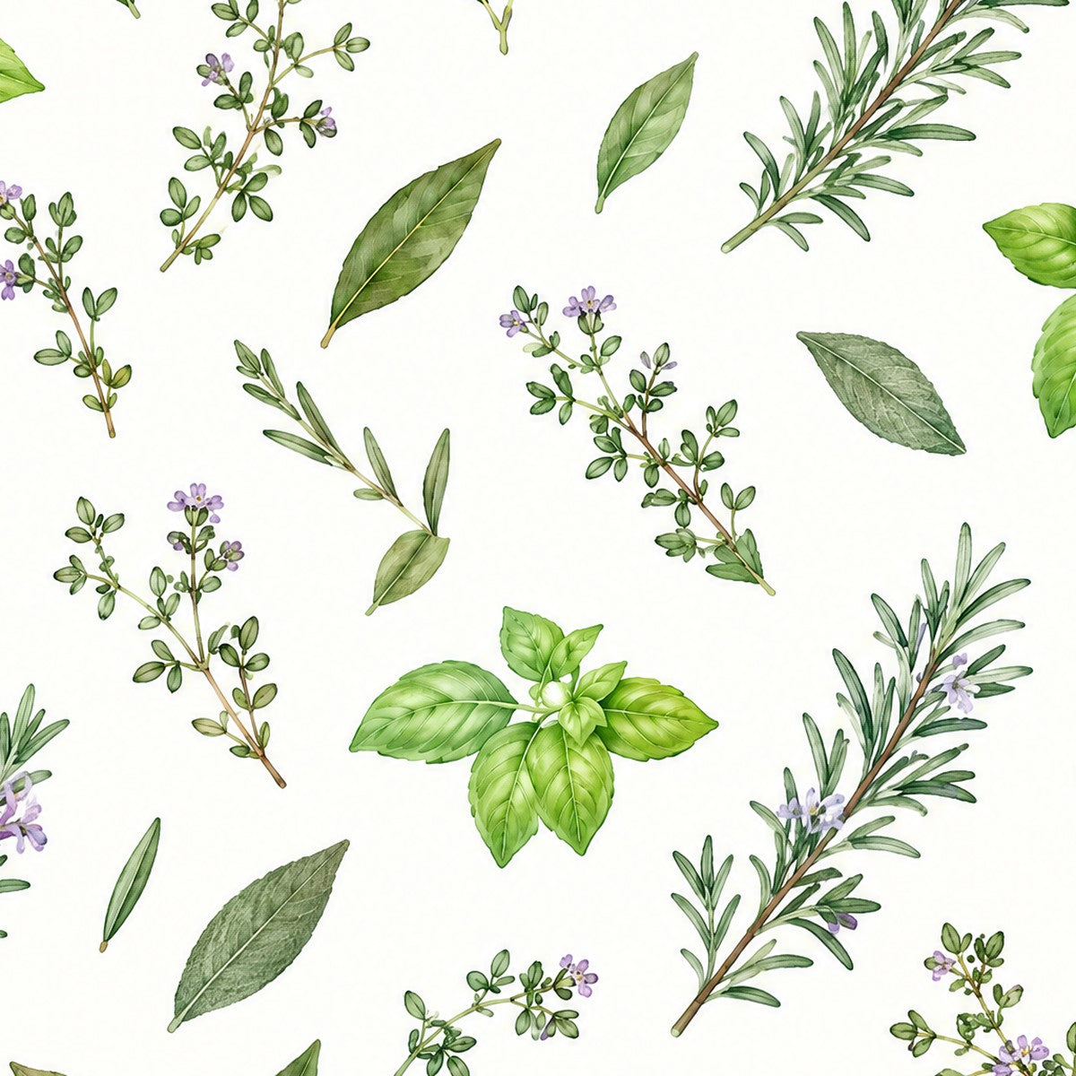 Herbes aromatiques à l'aquarelle, papier peint en gros plan