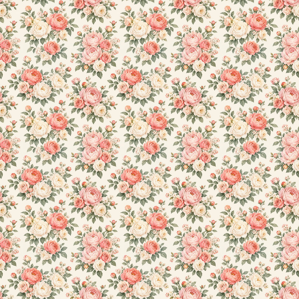 Bouquets de pivoines anciennes, papier peint à plat