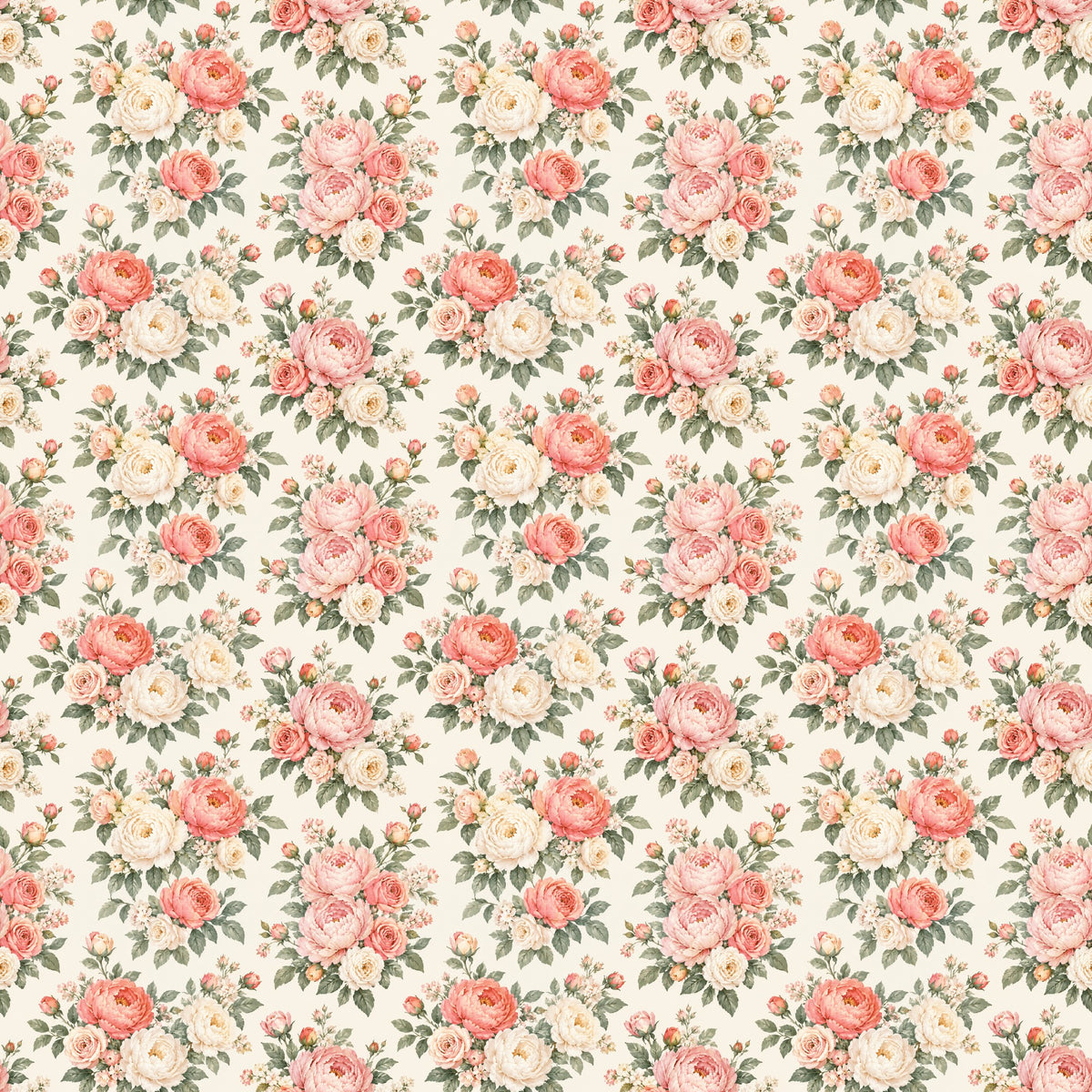 Bouquets de pivoines anciennes, papier peint à plat