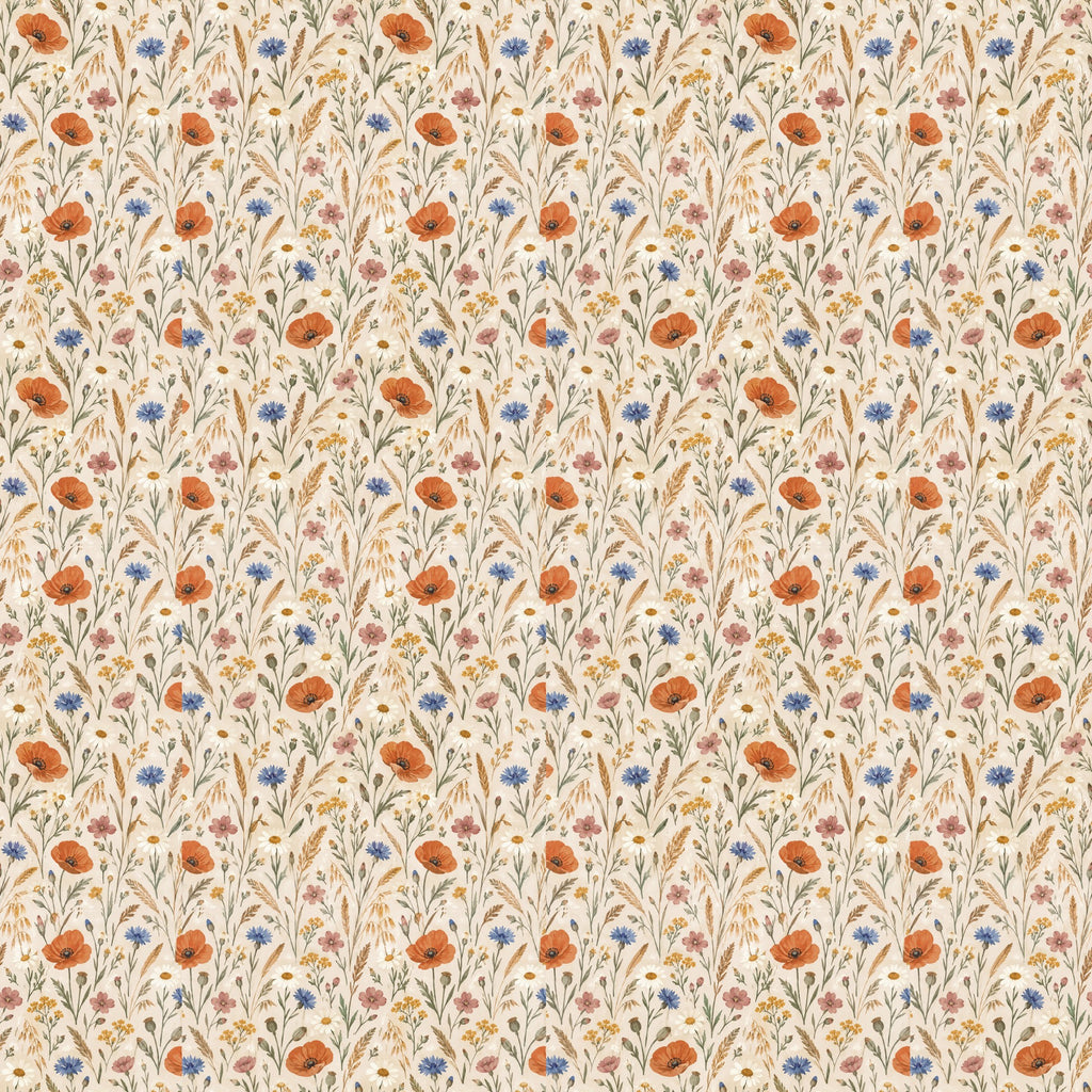 Prairie de coquelicots, papier peint à plat