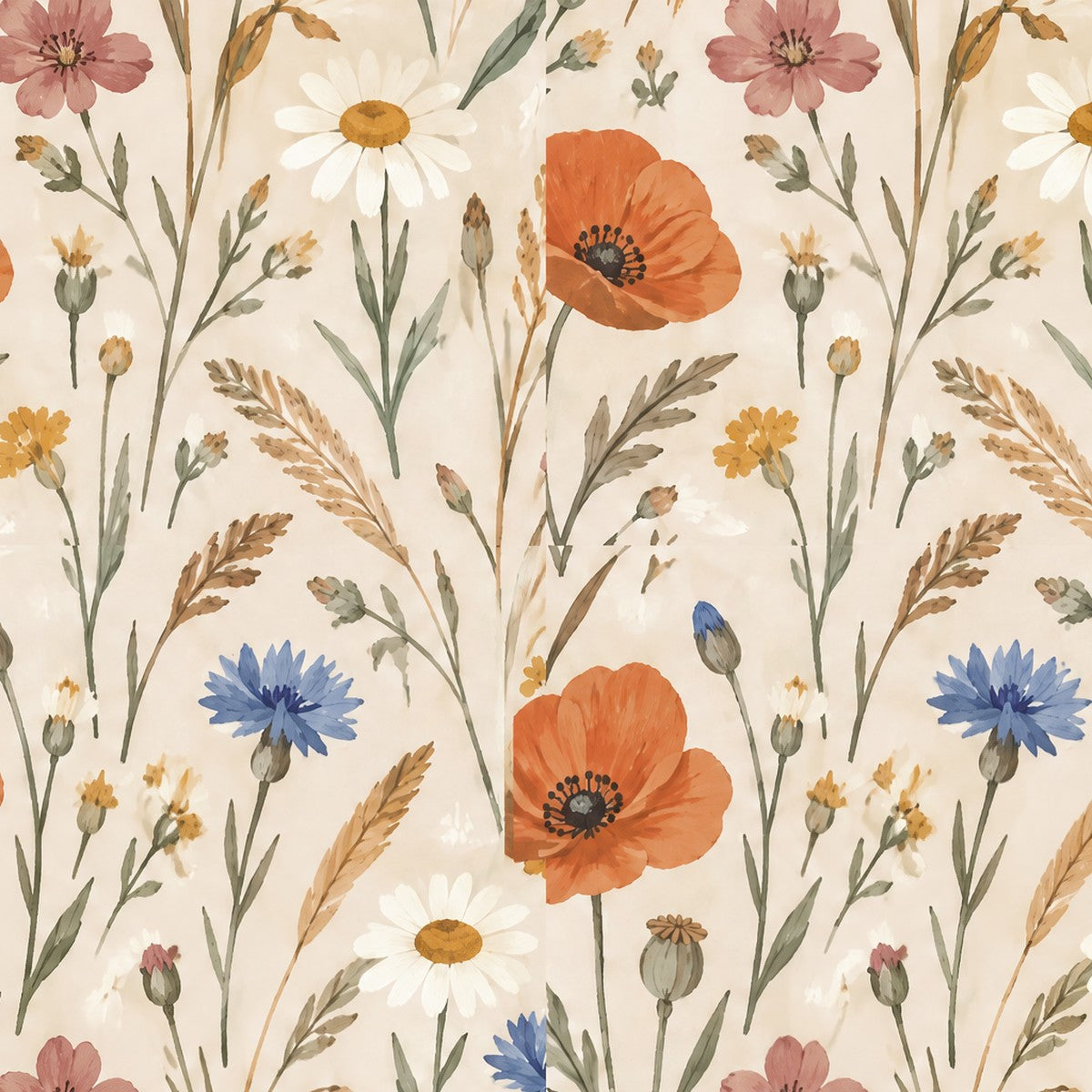 Prairie de coquelicots, papier peint en gros plan