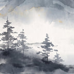 Montagnes brumées à l'encre, papier peint en gros plan