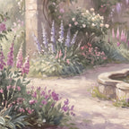 Jardin aux arches fleuries, papier peint en gros plan
