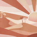 Désert au soleil levant, papier peint à plat