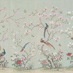 Chinoiserie aux oiseaux de paradis, papier peint à plat