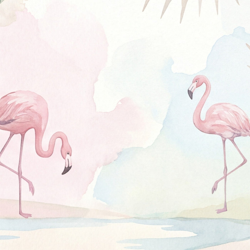 Lagune aux flamants roses, papier peint en gros plan