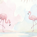 Lagune aux flamants roses, papier peint en gros plan